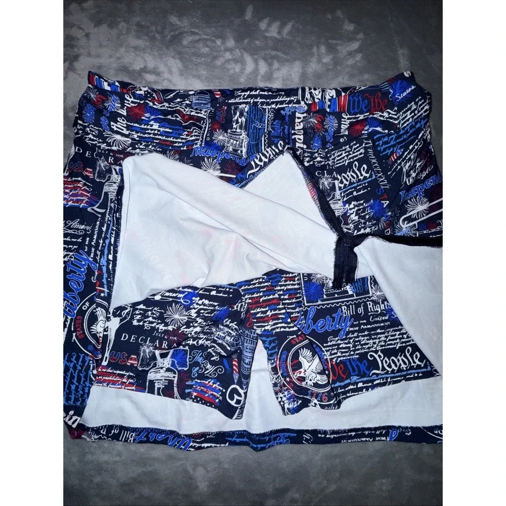 LULU B UPF 50+ Zip Skort Women's L Script Americana Constitution and Liberty